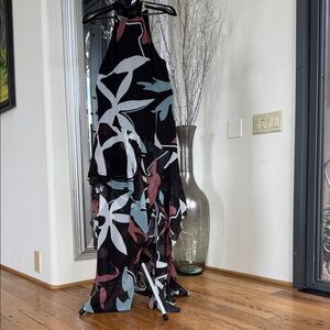 C/MEO Collective Asymmetrical Skirt in Black, Blue, and Pink Floral